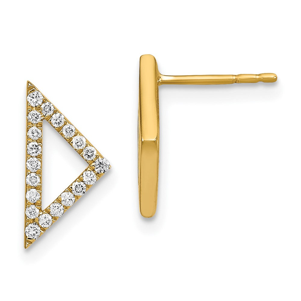 Solid 14k Yellow Gold 1 Polished Simulated CZ Mis-match Triangle Post Earrings