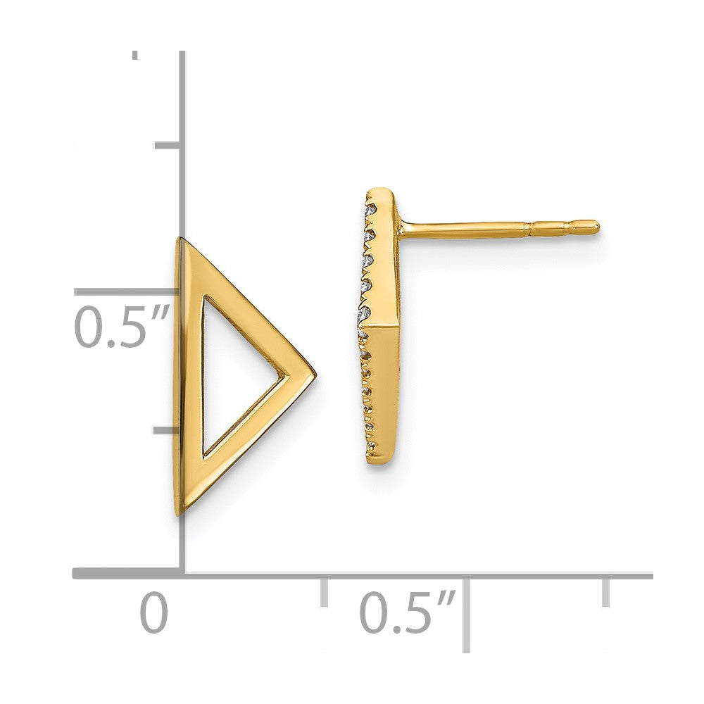 Solid 14k Yellow Gold 1 Polished Simulated CZ Mis-match Triangle Post Earrings