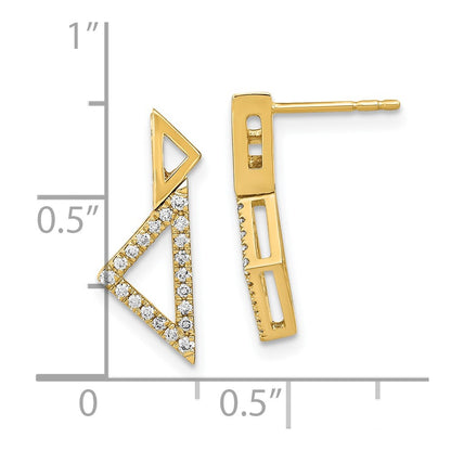 Solid 14k Yellow Gold Polished Simulated CZ Double StacKed Triangle Post Earrings