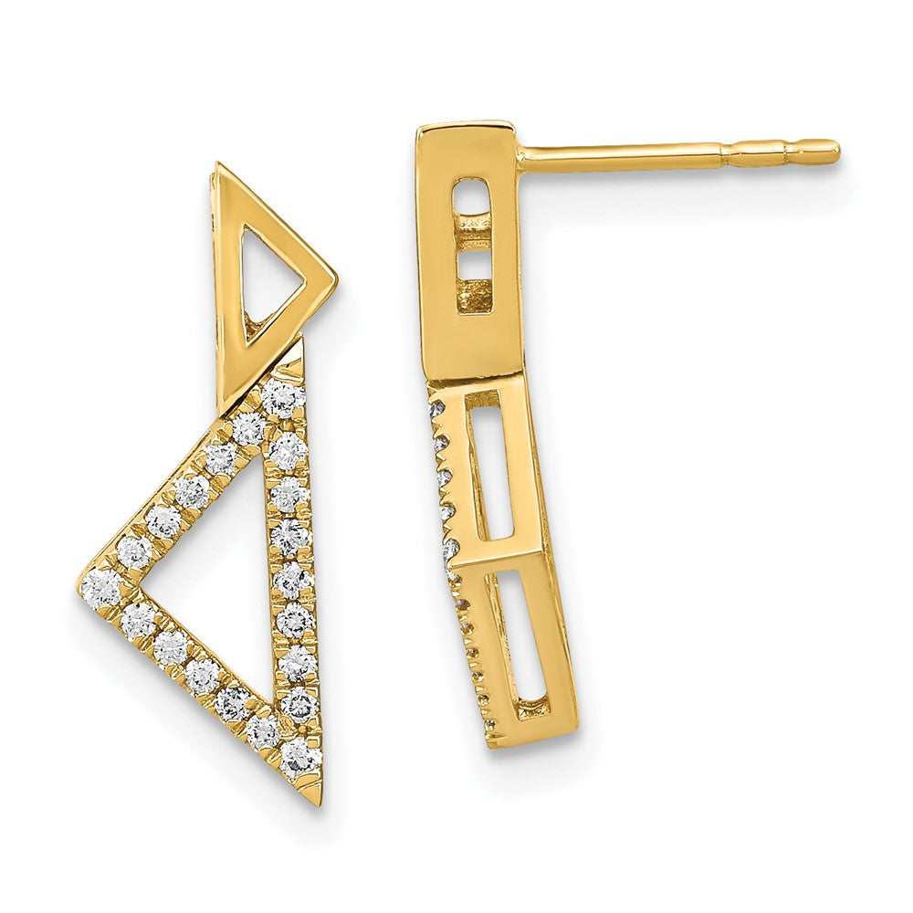 14k Yellow Gold Polished Real Diamond Double Stacked Triangle Post Earrings EM6857-020-YA