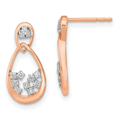 14k Rose Gold Polished Real Diamond Double Teardrop Post Earrings EM6863-020-RA