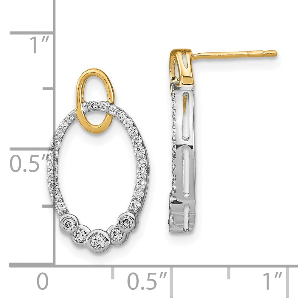 Solid 14k Two-tone Polished Simulated CZ Oval Post Earrings