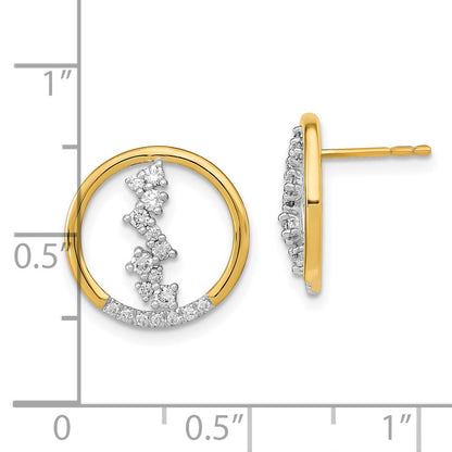 Solid 14k Yellow Gold Polished Simulated CZ Dangle Circle Post Earrings