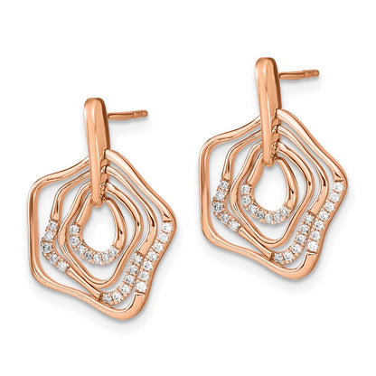 Solid 14k Rose Gold Polished Simulated CZ Fancy Swirl Post Earrings