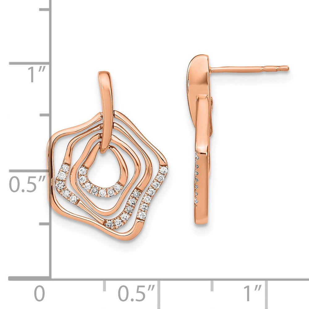 Solid 14k Rose Gold Polished Simulated CZ Fancy Swirl Post Earrings
