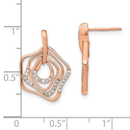 Solid 14k Rose Gold Polished Simulated CZ Fancy Swirl Post Earrings
