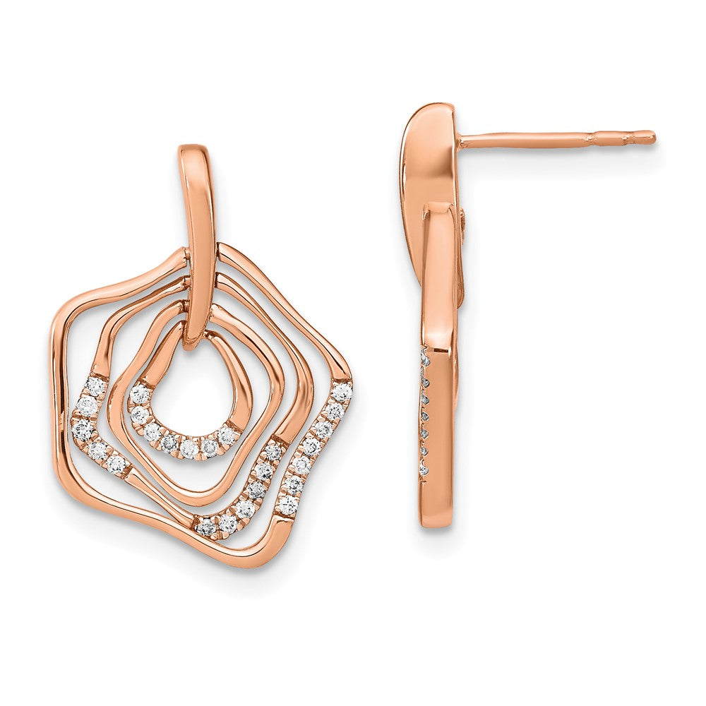 Solid 14k Rose Gold Polished Simulated CZ Fancy Swirl Post Earrings