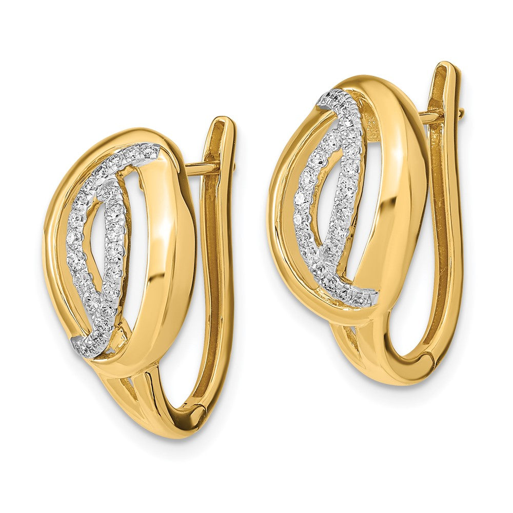 Solid 14k Yellow Gold Polished Simulated CZ Oval Hinged Hoop Earrings
