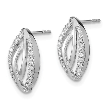 Solid 14k White Gold Simulated CZ Post Earrings