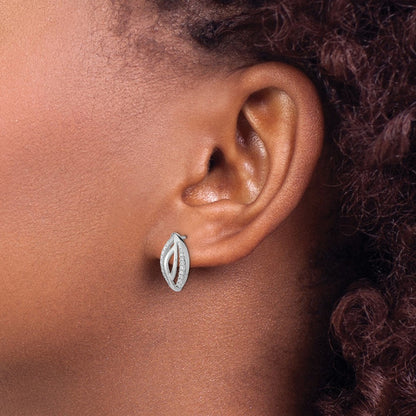 Solid 14k White Gold Simulated CZ Post Earrings