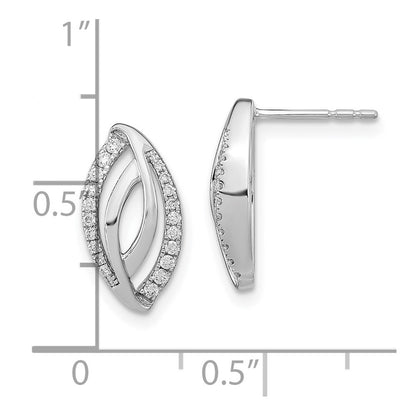 Solid 14k White Gold Simulated CZ Post Earrings