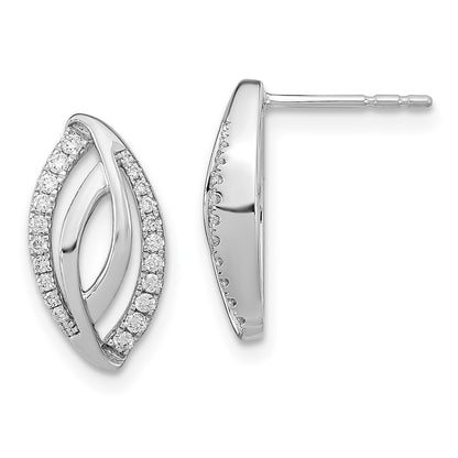 Solid 14k White Gold Simulated CZ Post Earrings