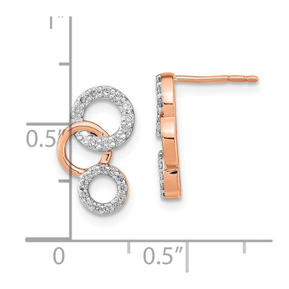 Solid 14k Rose Gold Simulated CZ Circles Post Earrings