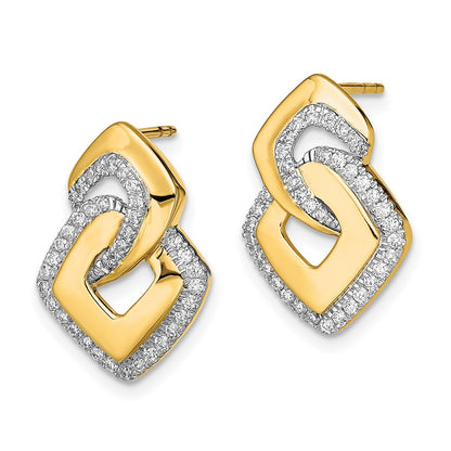 Solid 14k Yellow Gold Polished Simulated CZ Fancy Shaped Post Earrings