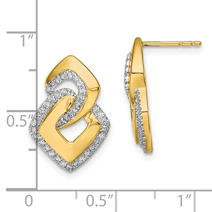Solid 14k Yellow Gold Polished Simulated CZ Fancy Shaped Post Earrings