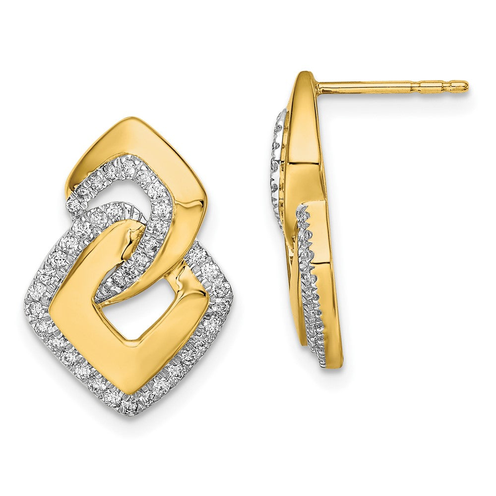 14k Yellow Gold Polished Real Diamond Fancy Shaped Post Earrings EM6904-033-YA
