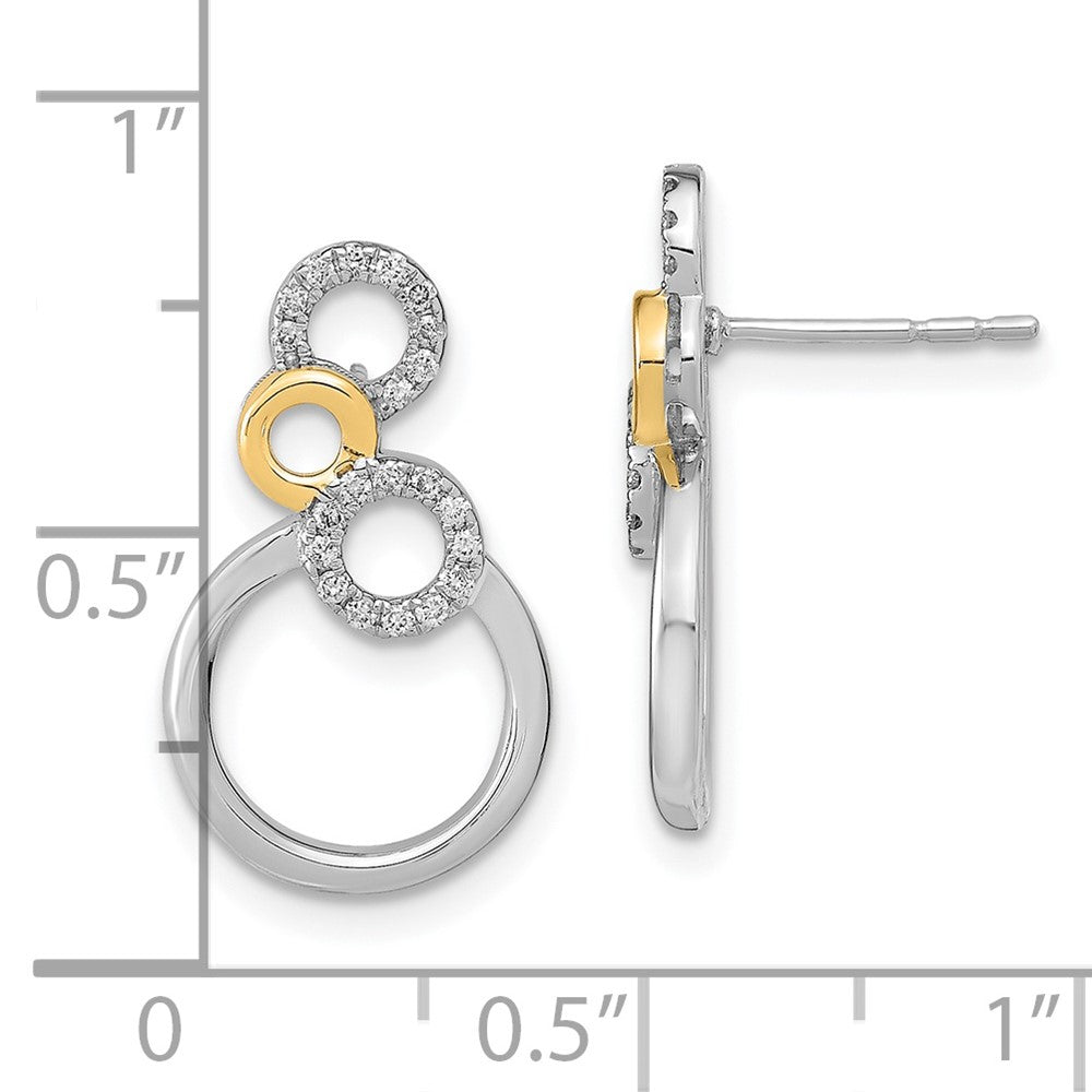 Solid 14k Two-tone Polished Simulated CZ Circles Post Earrings
