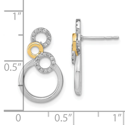 Solid 14k Two-tone Polished Simulated CZ Circles Post Earrings