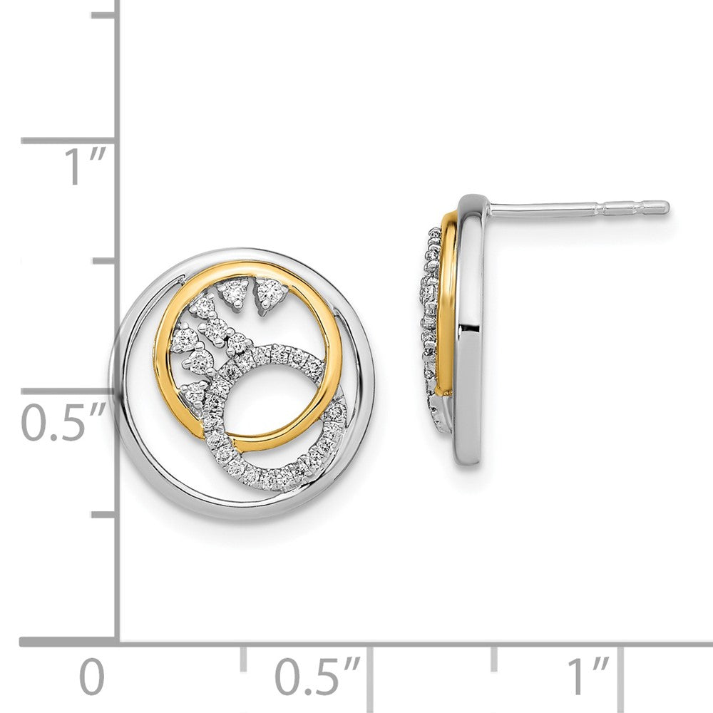 Solid 14k Two-tone Polished Simulated CZ Circle Cluster Post Earrings
