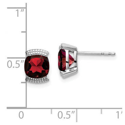 Solid 14k White Gold Simulated Garnet Post Earrings