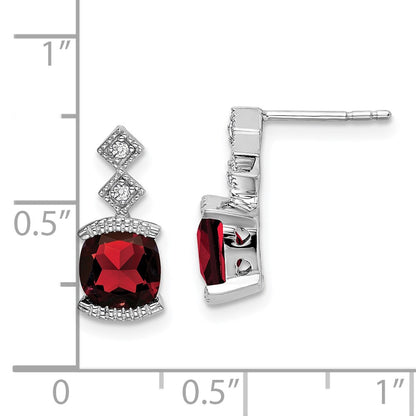 Solid 14k White Gold Simulated Garnet and CZ Earrings