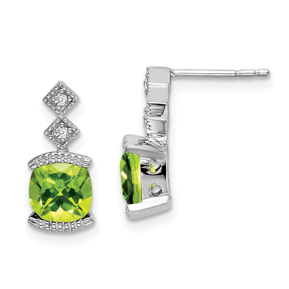 14k White Gold Peridot and Real Diamond Earrings EM7081-PE-004-WA