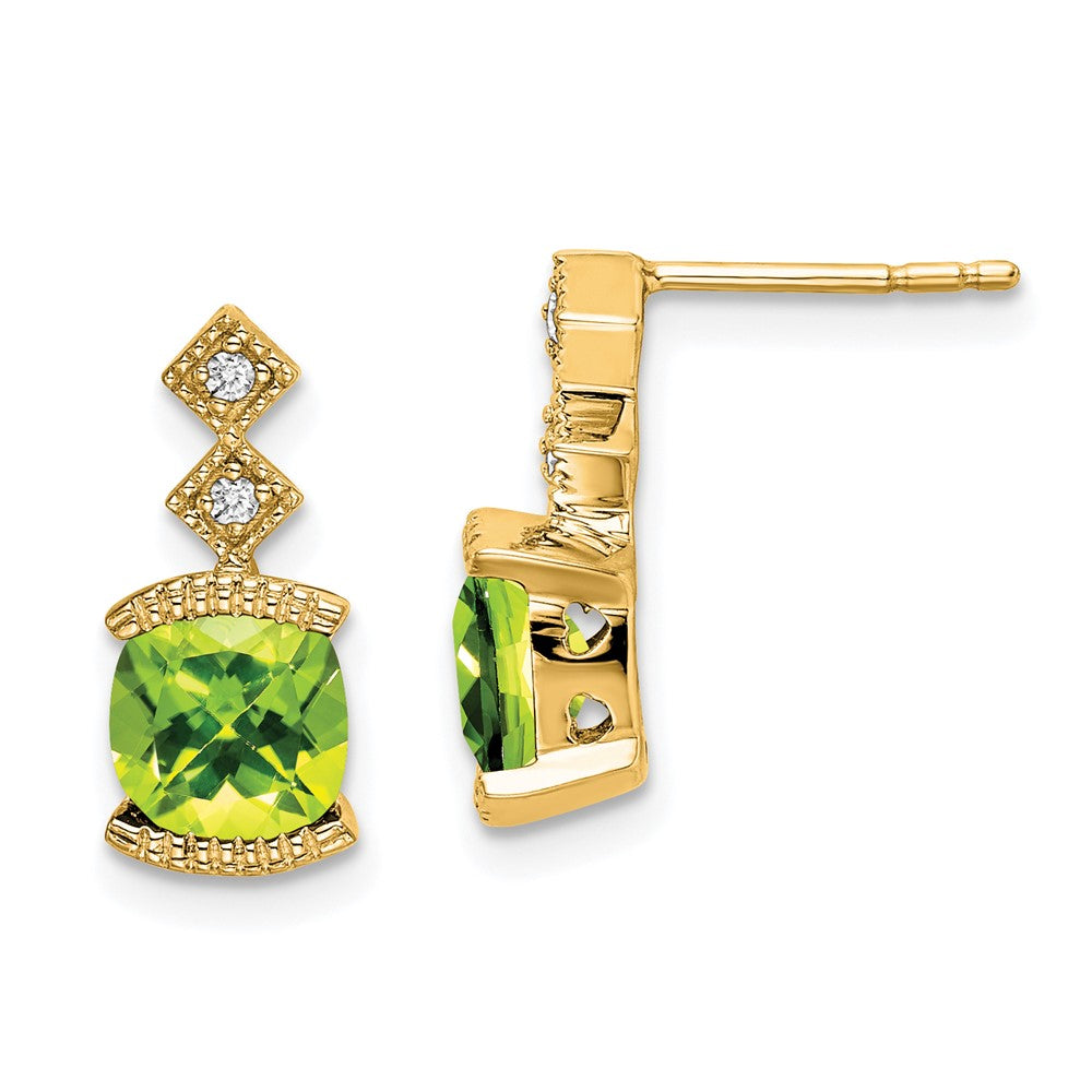 14k Yellow Gold Peridot and Real Diamond Earrings EM7081-PE-004-YA
