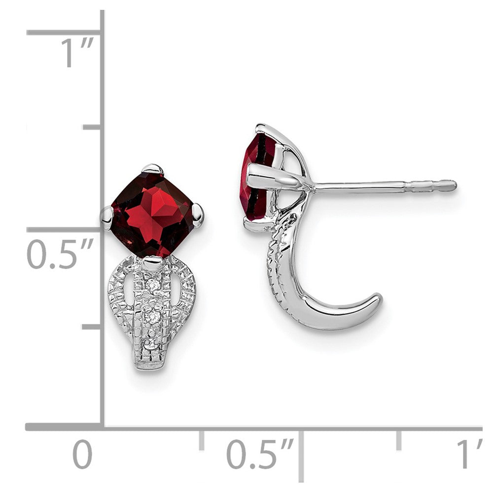 Solid 14k White Gold Simulated Garnet and CZ Earrings