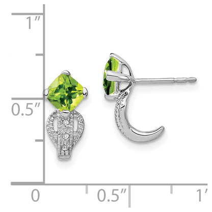 Solid 14k White Gold Simulated Peridot and CZ Earrings