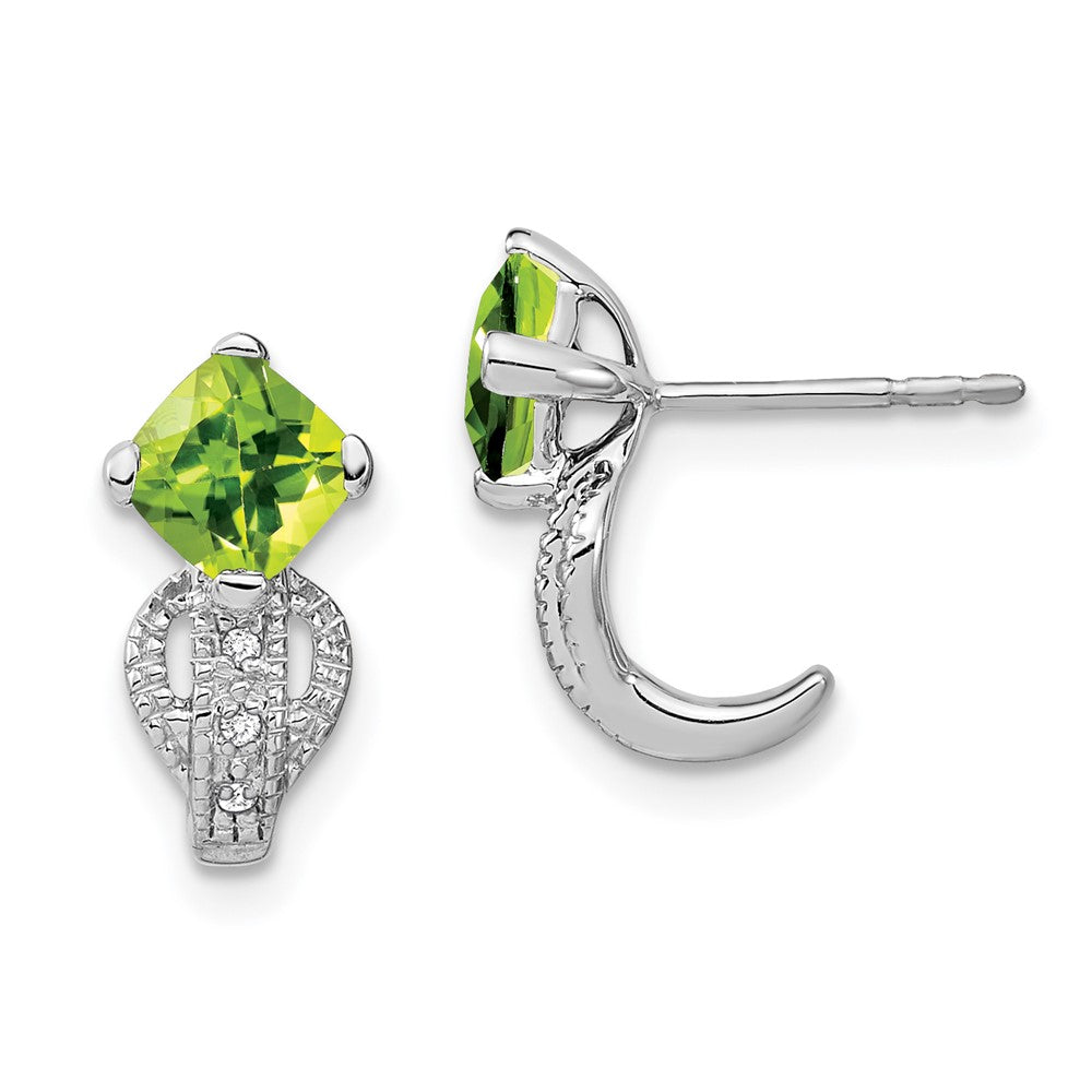 14k White Gold Peridot and Real Diamond Earrings EM7086-PE-003-WA