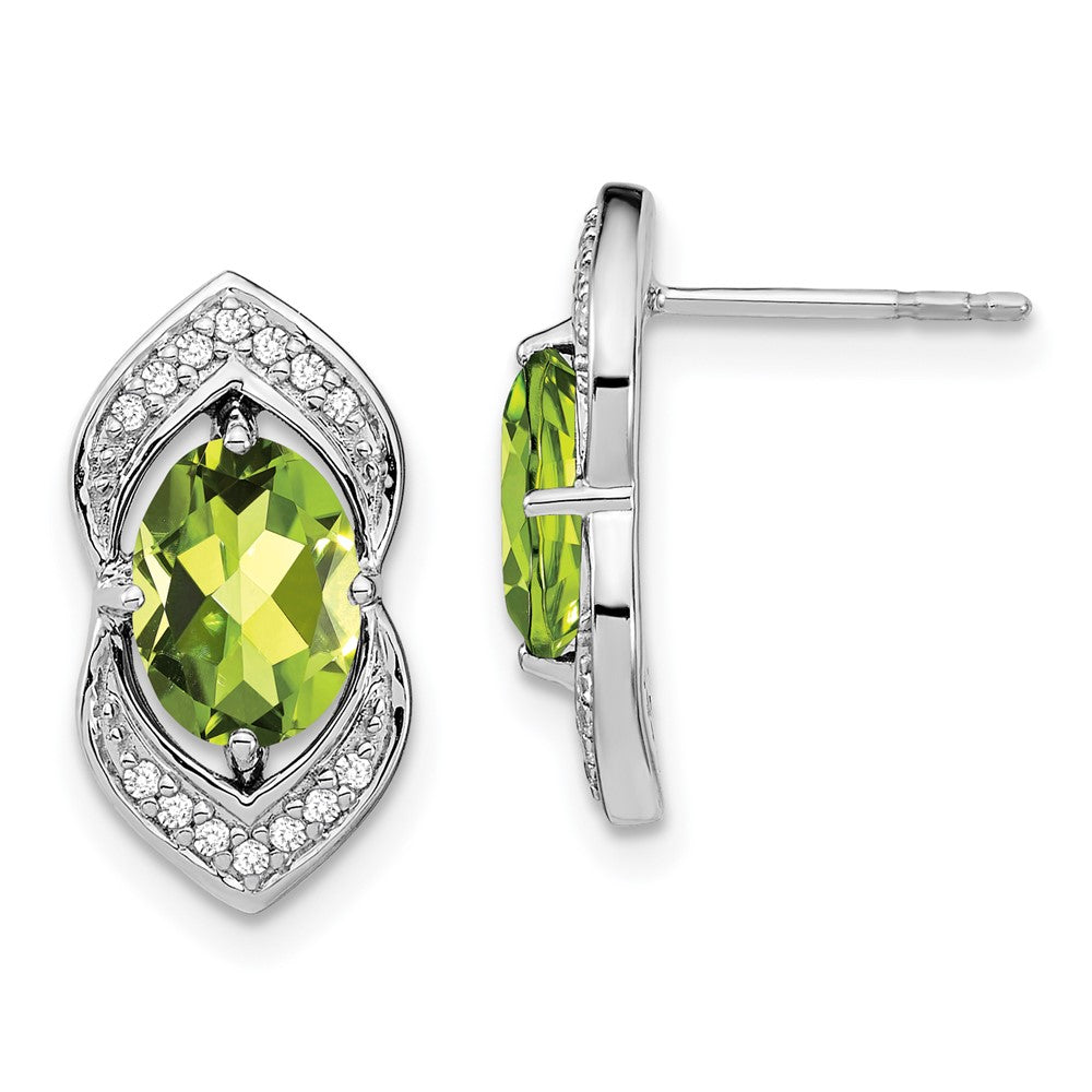 14k White Gold Peridot and Real Diamond Post Earrings EM7088-PE-014-WA
