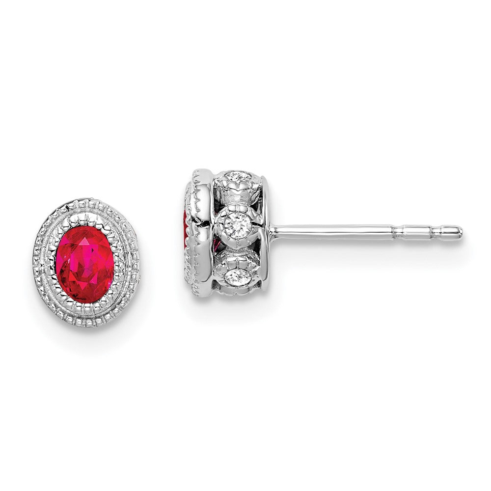 14k White Gold Ruby and Real Diamond Earrings EM7093-RU-012-WA