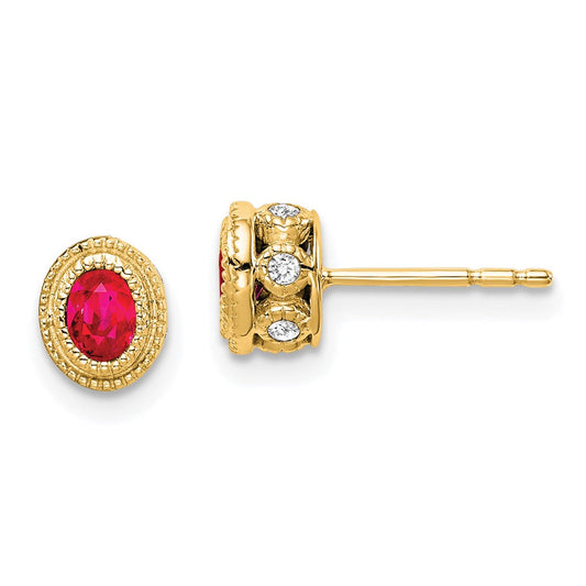 14k Yellow Gold Ruby and Real Diamond Earrings EM7093-RU-012-YA