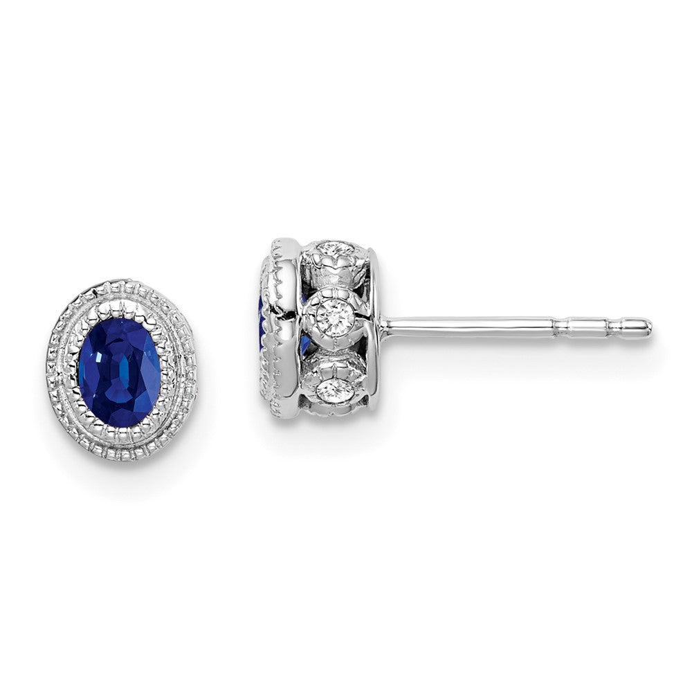 14k White Gold Sapphire and Real Diamond Earrings EM7093-SA-012-WA