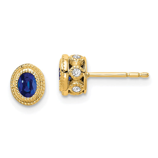 14k Yellow Gold Sapphire and Real Diamond Earrings EM7093-SA-012-YA