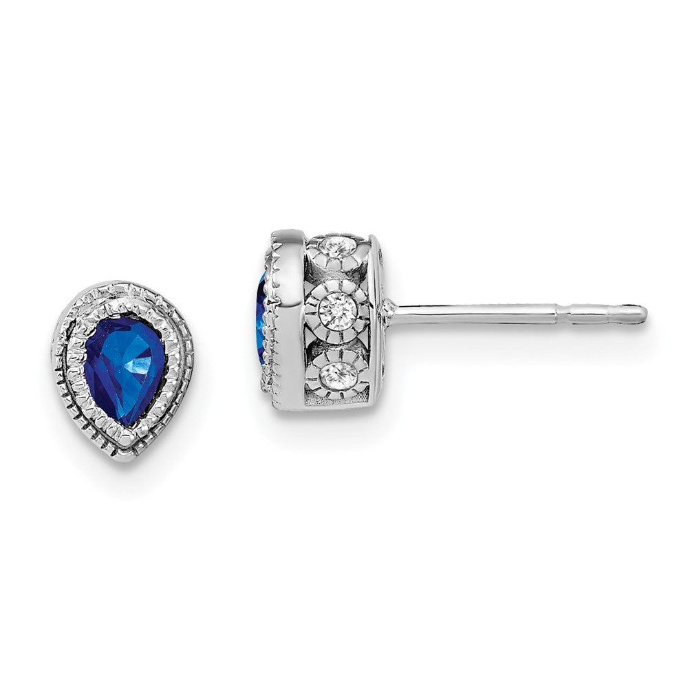 14k White Gold Sapphire and Real Diamond Earrings EM7094-SA-015-WA
