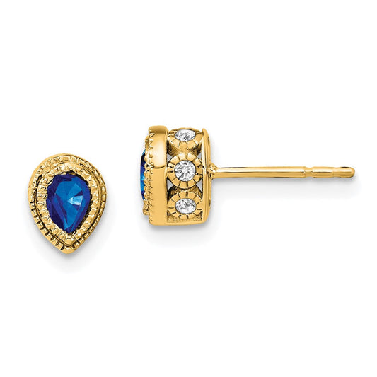 14k Yellow Gold Sapphire and Real Diamond Earrings EM7094-SA-015-YA