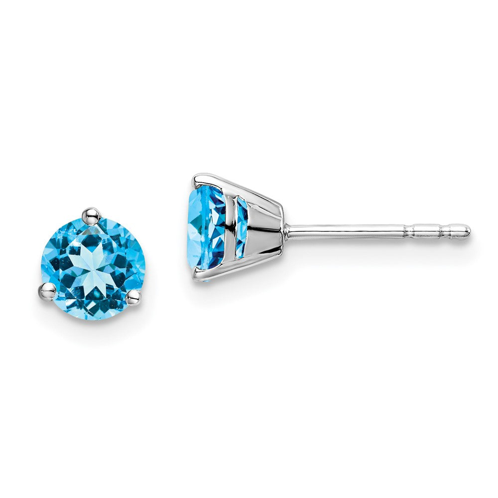 14k White Gold Round Blue Topaz Earrings EM7098-BT-W