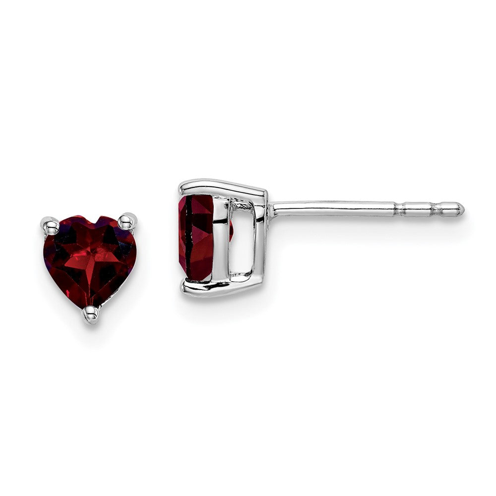 14k White Gold Heart Garnet Earrings EM7099-GA-W