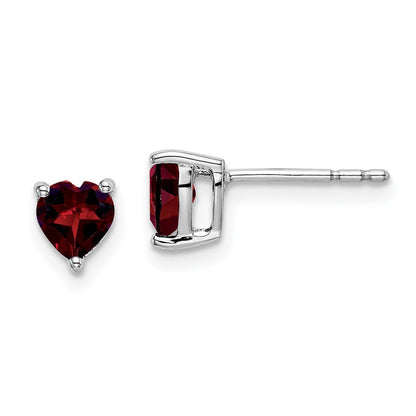 14k White Gold Heart Garnet Earrings EM7099-GA-W