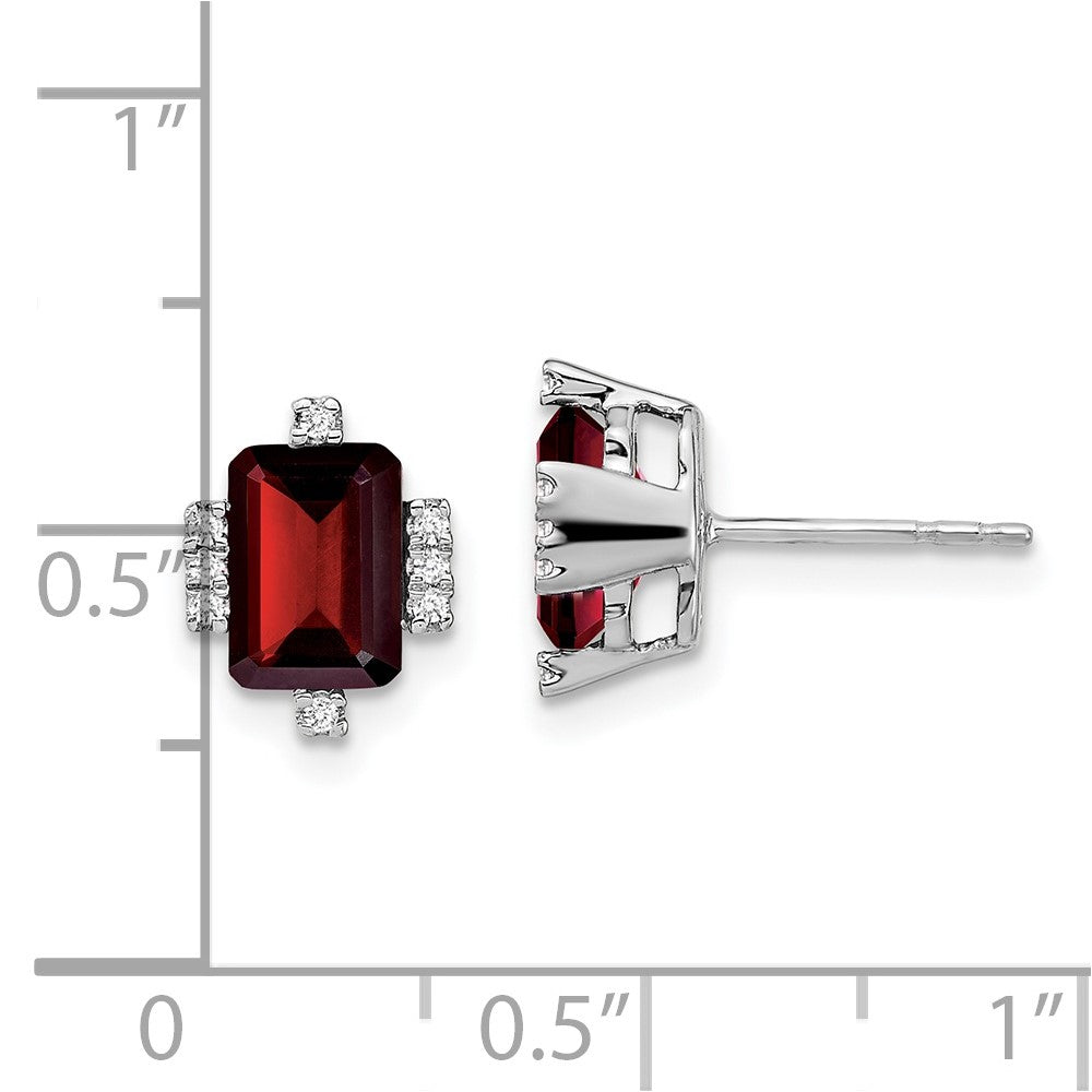 Solid 14k White Gold Simulated Emerald Simulated-shape Garnet and CZ Earrings