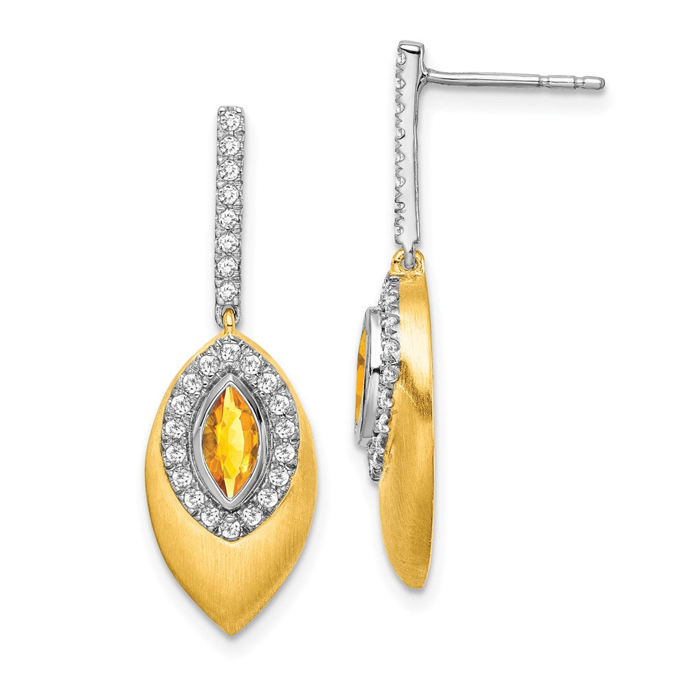 14k Yellow Gold Two-tone Citrine and Real Diamond Dangle Earrings EM7132-CI-031-YWA