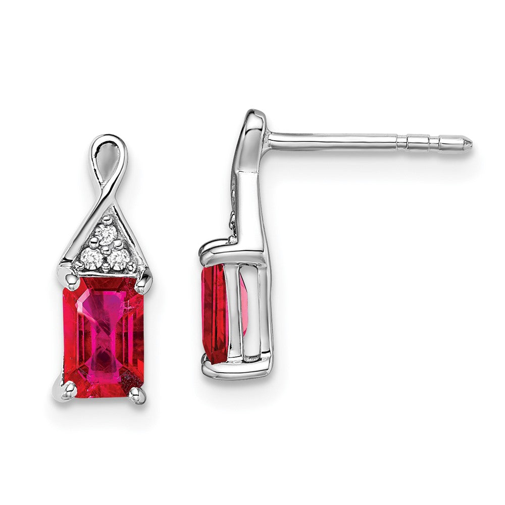 14k White Gold Ruby and Real Diamond Earrings EM7187-RU-004-WA