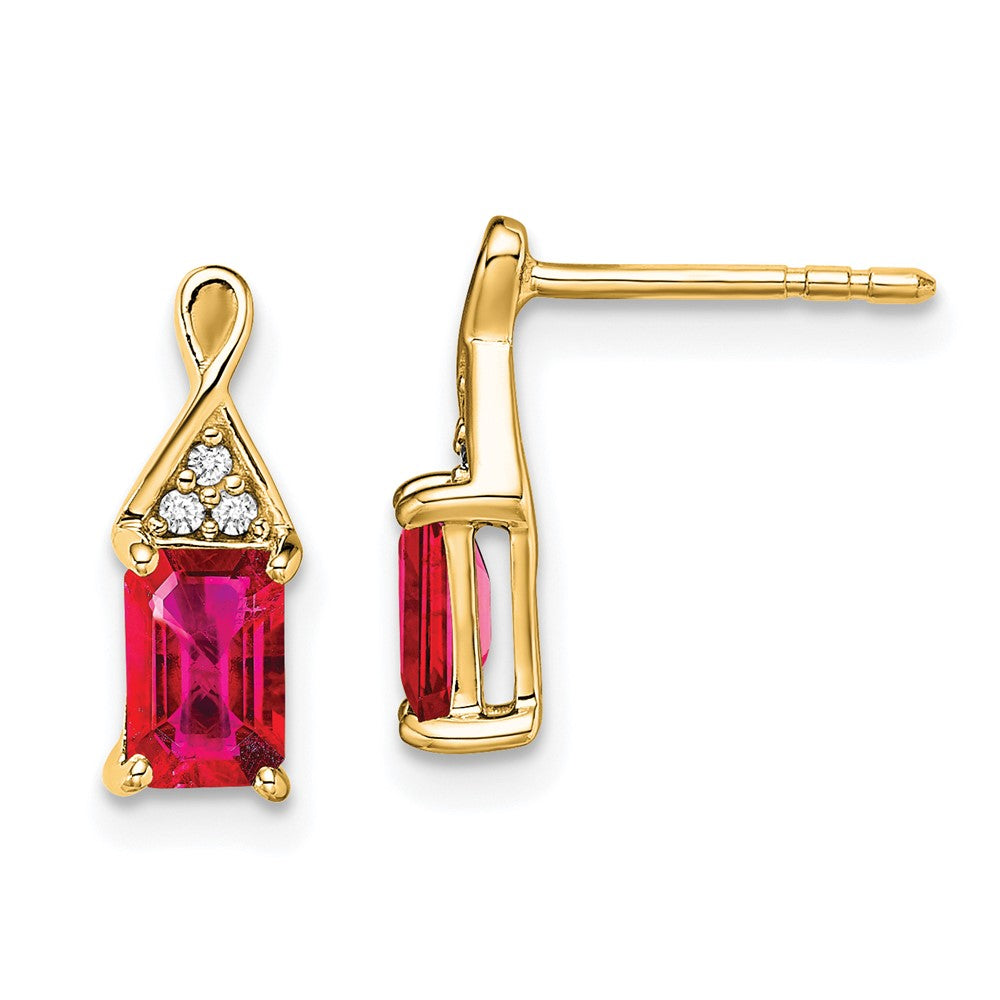 14k Yellow Gold Ruby and Real Diamond Earrings EM7187-RU-004-YA
