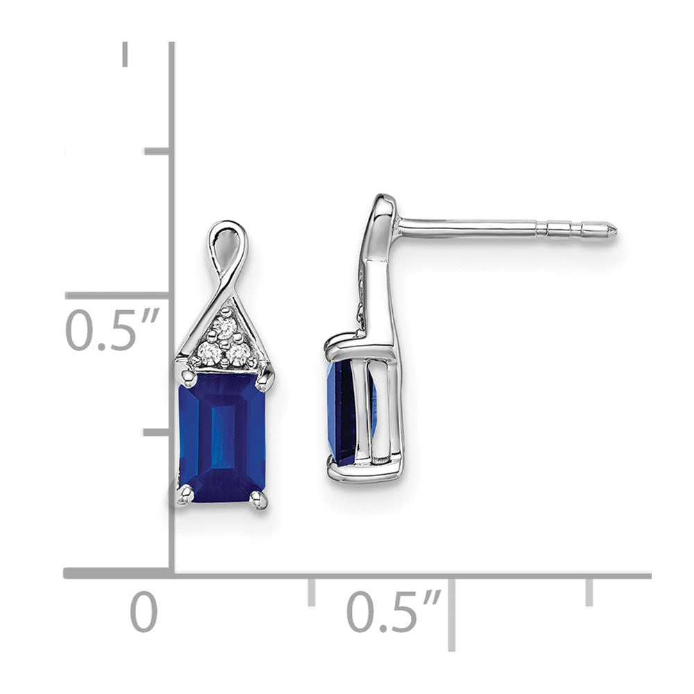 Solid 14k White Gold Simulated Sapphire and CZ Earrings