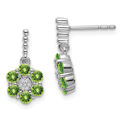 14k White Gold Peridot and Real Diamond Earrings EM7191-PE-004-WA