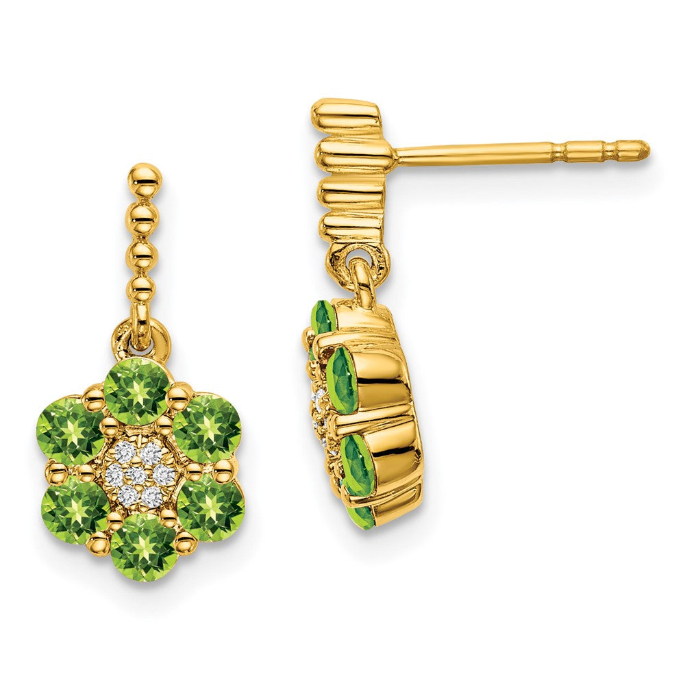 14k Yellow Gold Peridot and Real Diamond Earrings EM7191-PE-004-YA