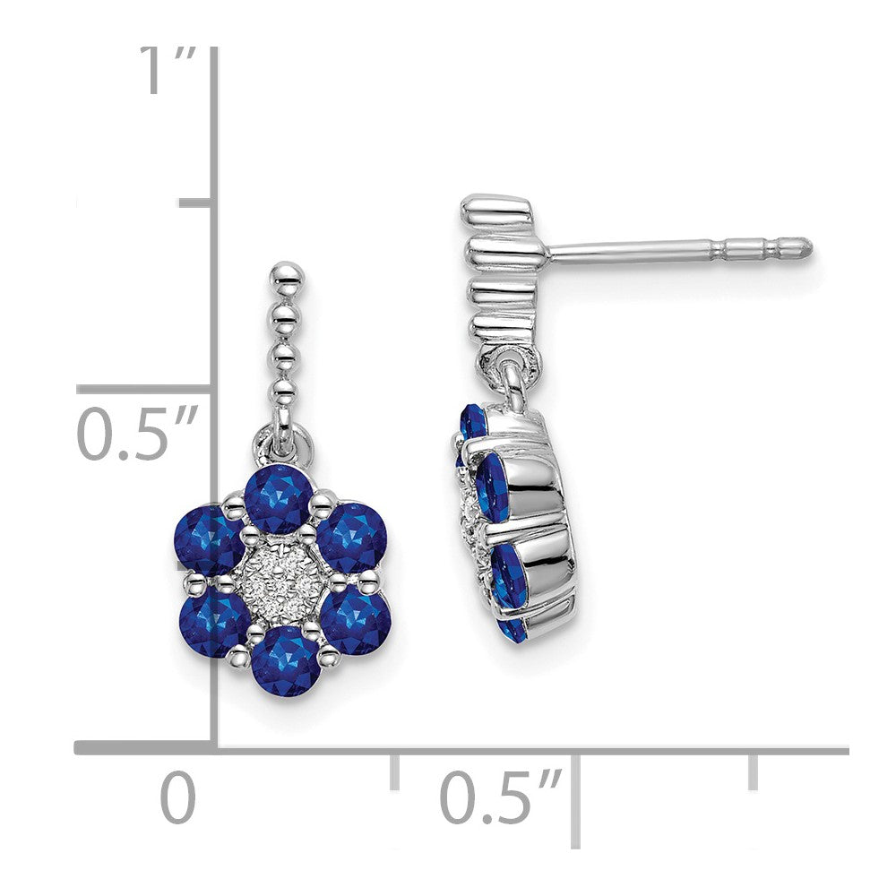 Solid 14k White Gold Simulated Sapphire and CZ Earrings