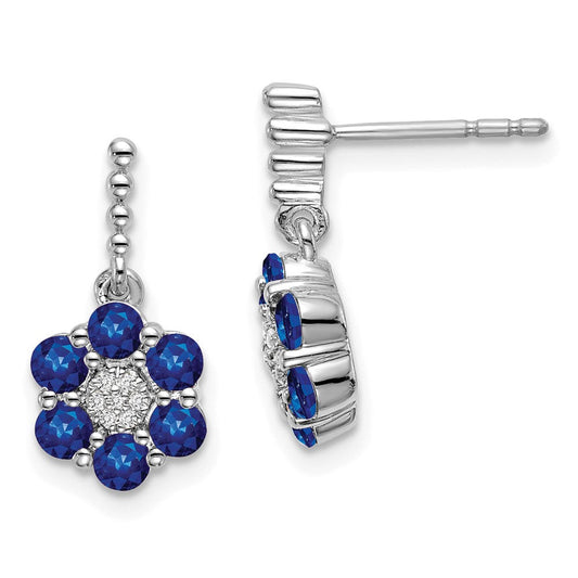 14k White Gold Sapphire and Real Diamond Earrings EM7191-SA-005-WA