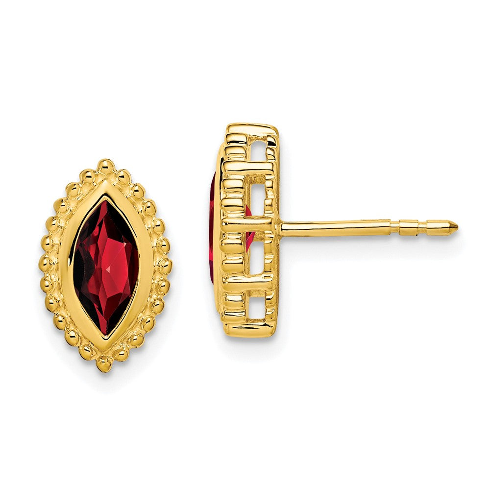 14k Yellow Gold Marquise Garnet Post Earrings